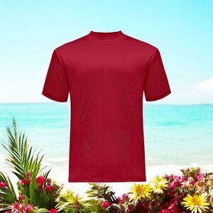 BAGAZIO MEN'S SOLID RED CREW NECK TEE WITH RIBBED COLLAR AND SLEEVE. BM1145